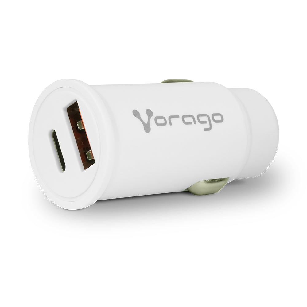 CARGADOR PARA AUTO VORAGO AU-305-WH TIPO C PD 20W Y USB A QUICK CHARGE 3.0 BLANCO - CARGADOR PARA AUTO VORAGO AU-305-WH TIPO C PD 20W Y USB A QUICK CHARGE 3.0 BLANCO -